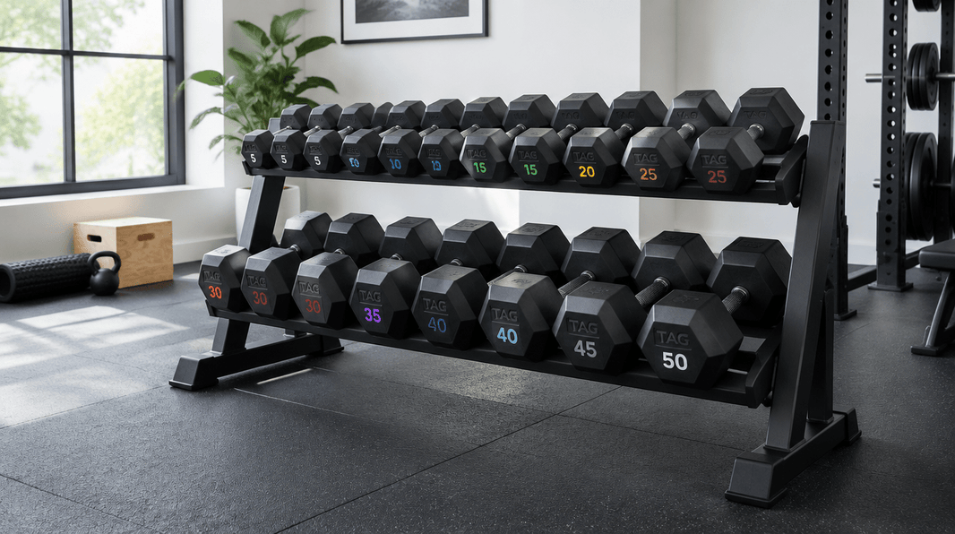 TAG Hex Rubber Dumbbell Set 5–50LB Review: Are Commercial Dumbbells Worth It? - Peak Performance Supply