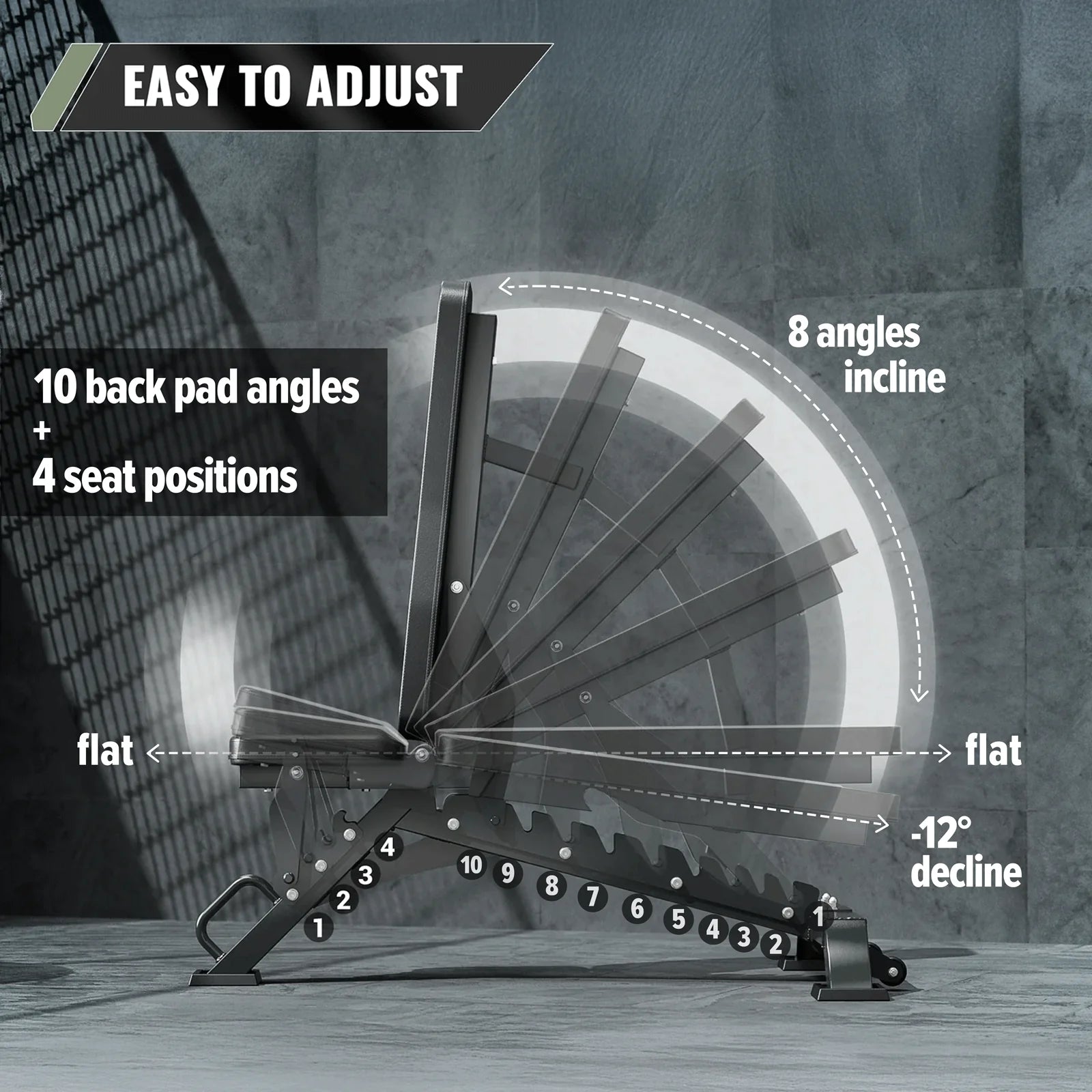 MAJOR FITNESS Adjustable Bench | 1300 lbs Capacity Weight Bench PLT01