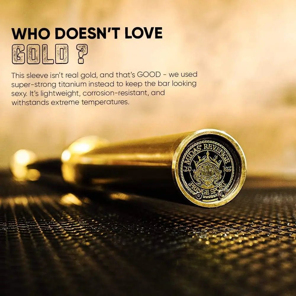 Fringe Sport Midas’ Revenge 20kg Barbell | Gold Titanium Sleeves, Cerakote Finish, 1,500lb Capacity - Peak Performance Supply