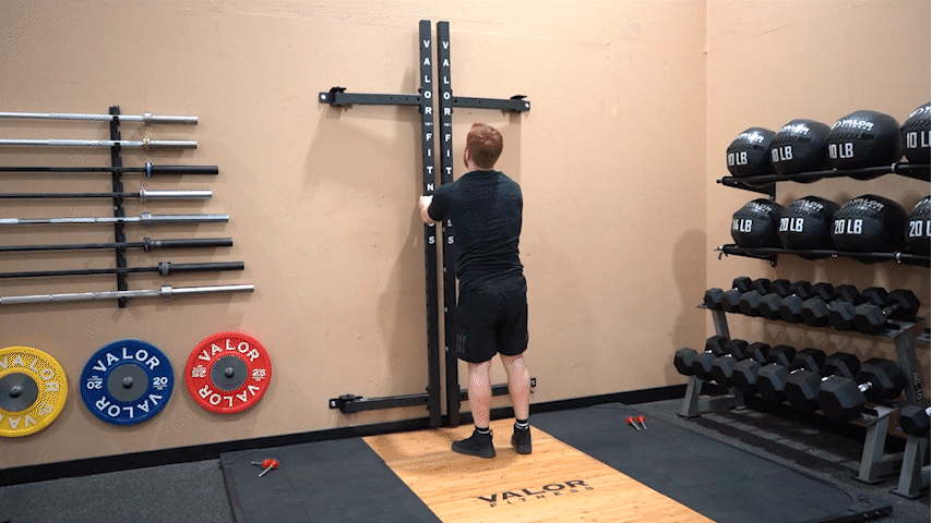 Valor Fitness Folding Wall Mounted Squat Rack - Bench - Pull Up Bar