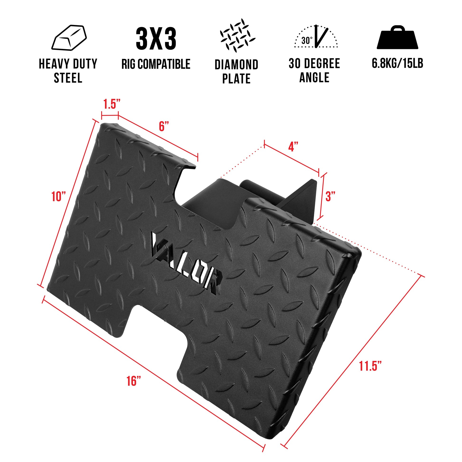 Valor Fitness Low Row Foot Plate Attachment for 3x3 Rigs - Peak Performance Supply