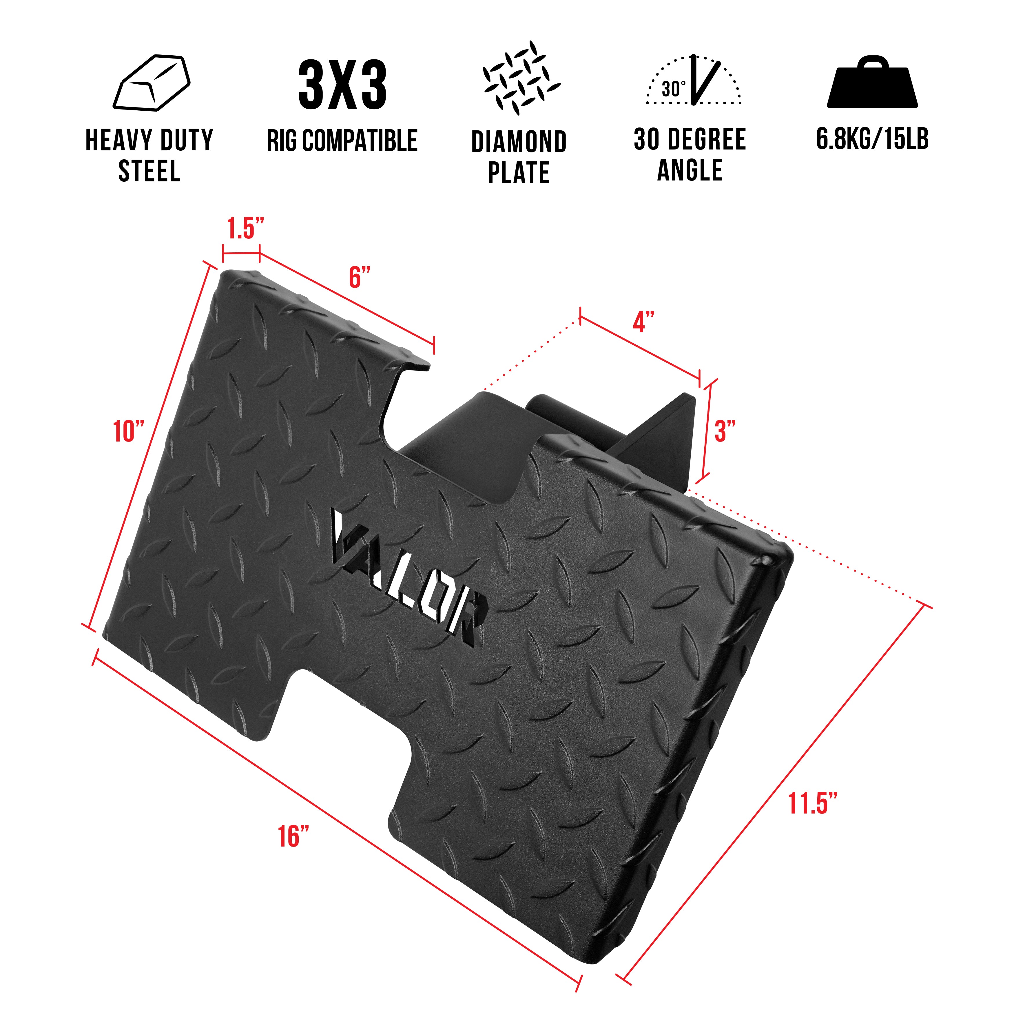 Valor Fitness Low Row Foot Plate Attachment for 3x3 Rigs - Peak Performance Supply