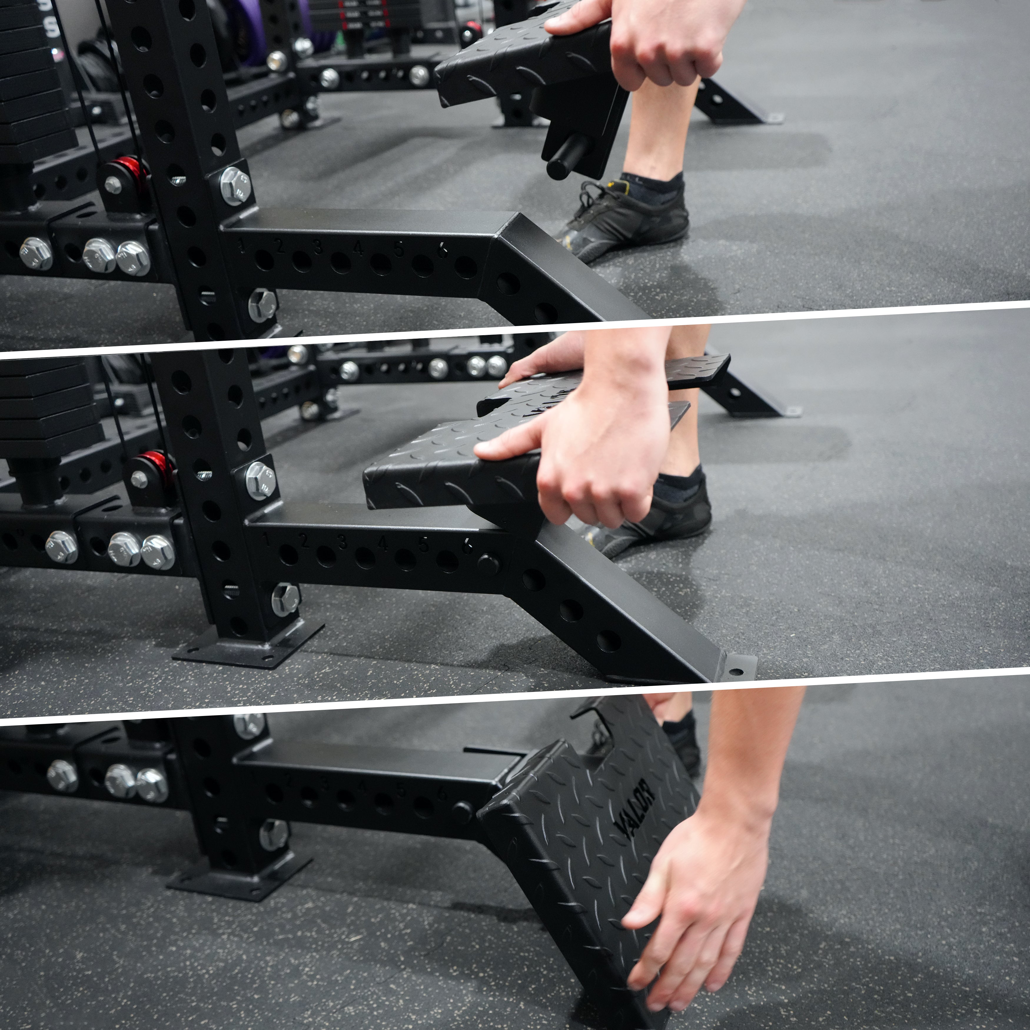 Valor Fitness Low Row Foot Plate Attachment for 3x3 Rigs - Peak Performance Supply