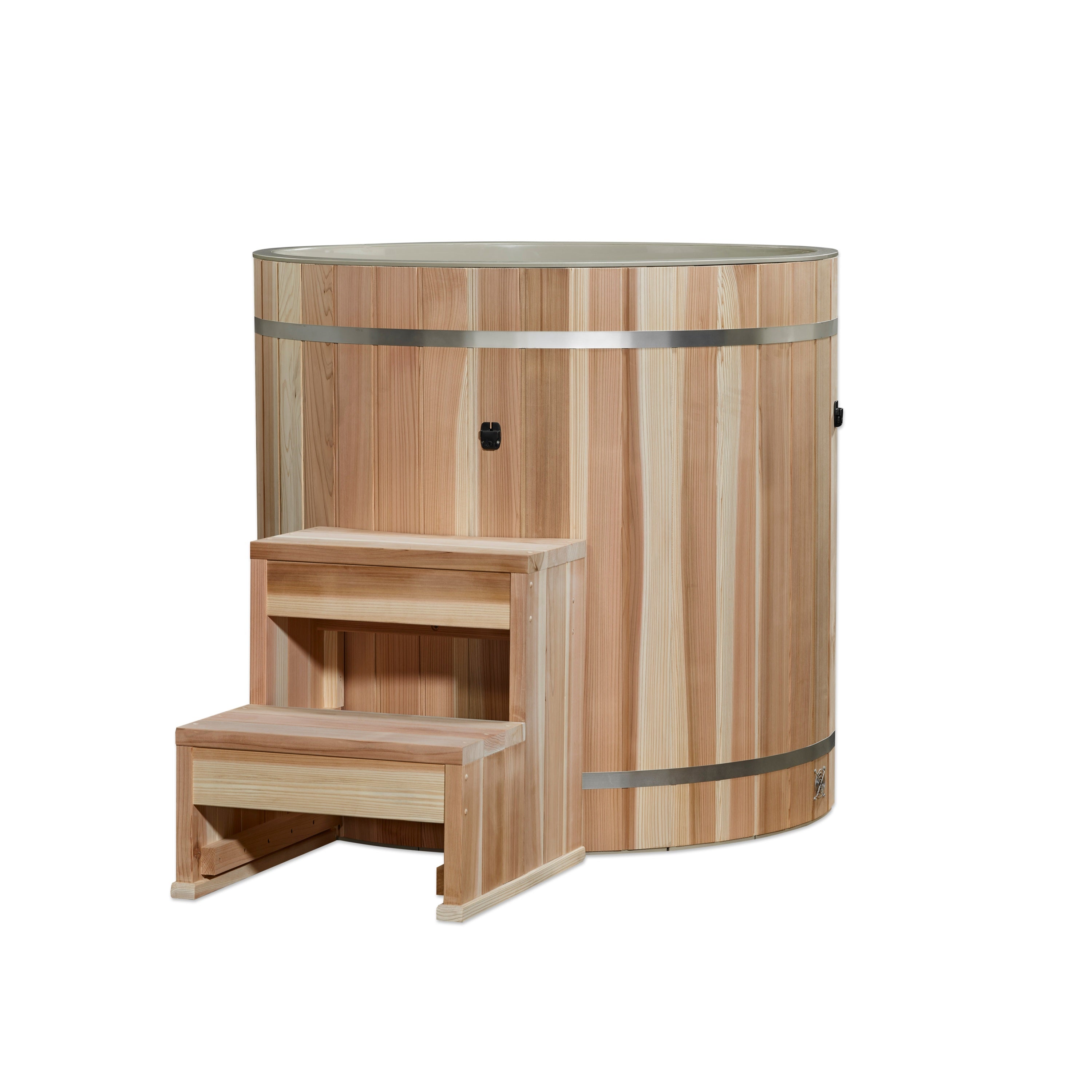Dynamic Cold Therapy Barrel Cold Plunge - PVC with Pacific Cedar Exterior (Round) - Peak Performance Supply