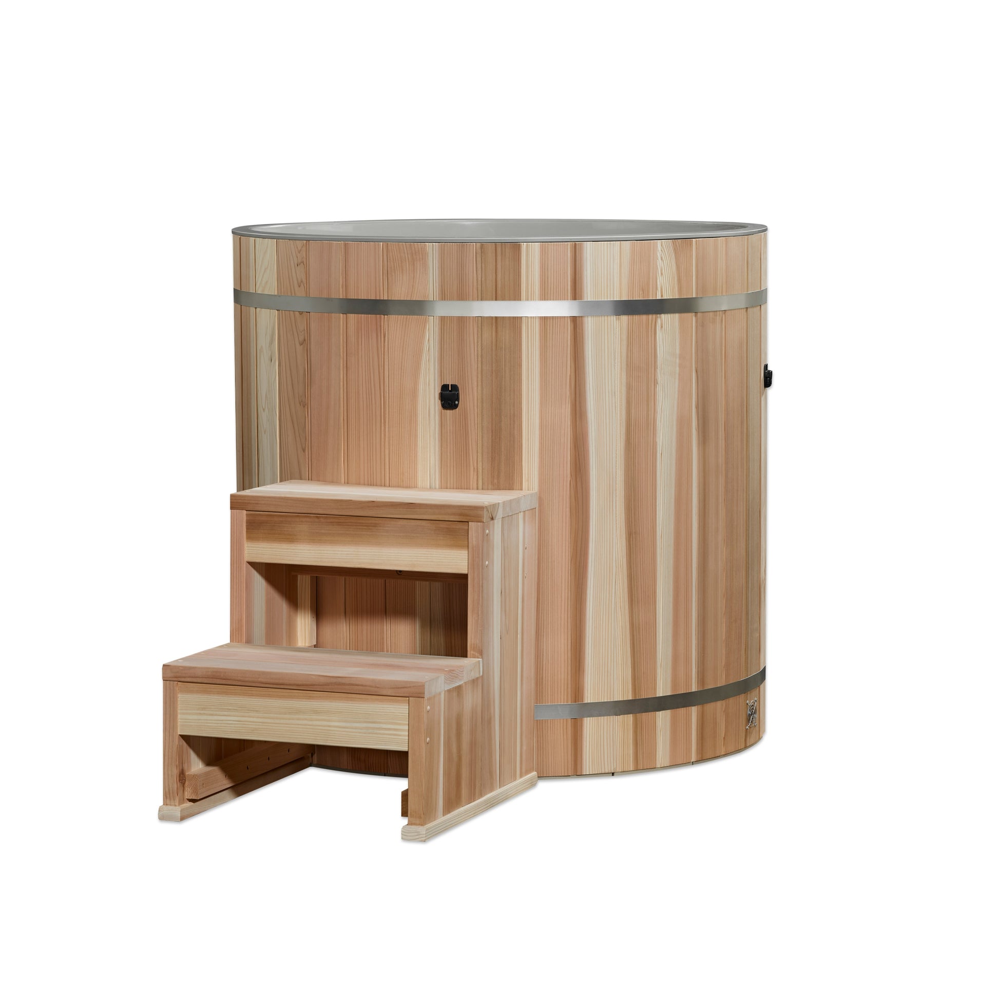 Dynamic Cold Therapy Barrel Cold Plunge - PVC with Pacific Cedar Exterior (Round) - Peak Performance Supply