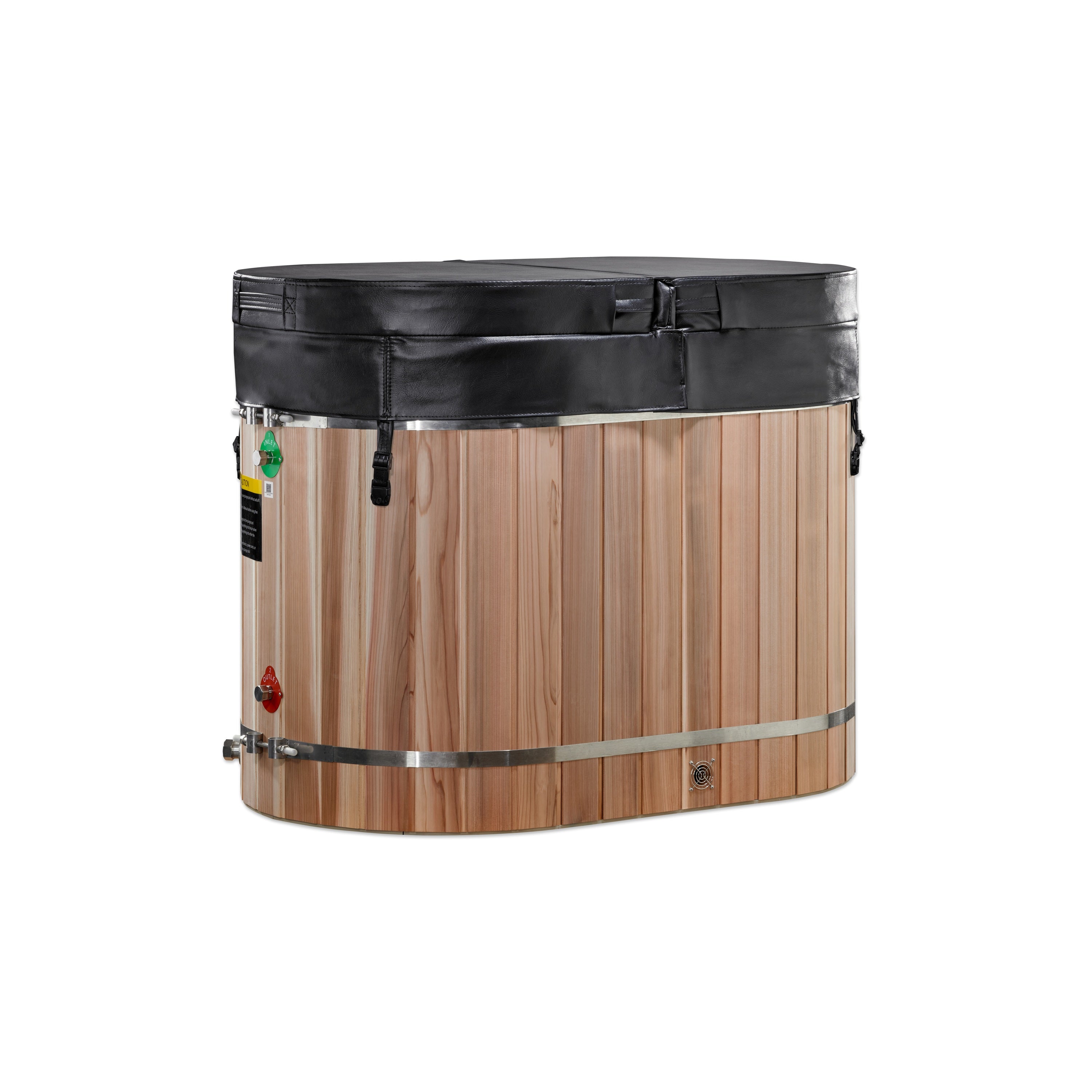 Dynamic Cold Therapy Oval Barrel Cold Plunge - PVC with Pacific Cedar Exterior (Compact) - Peak Performance Supply