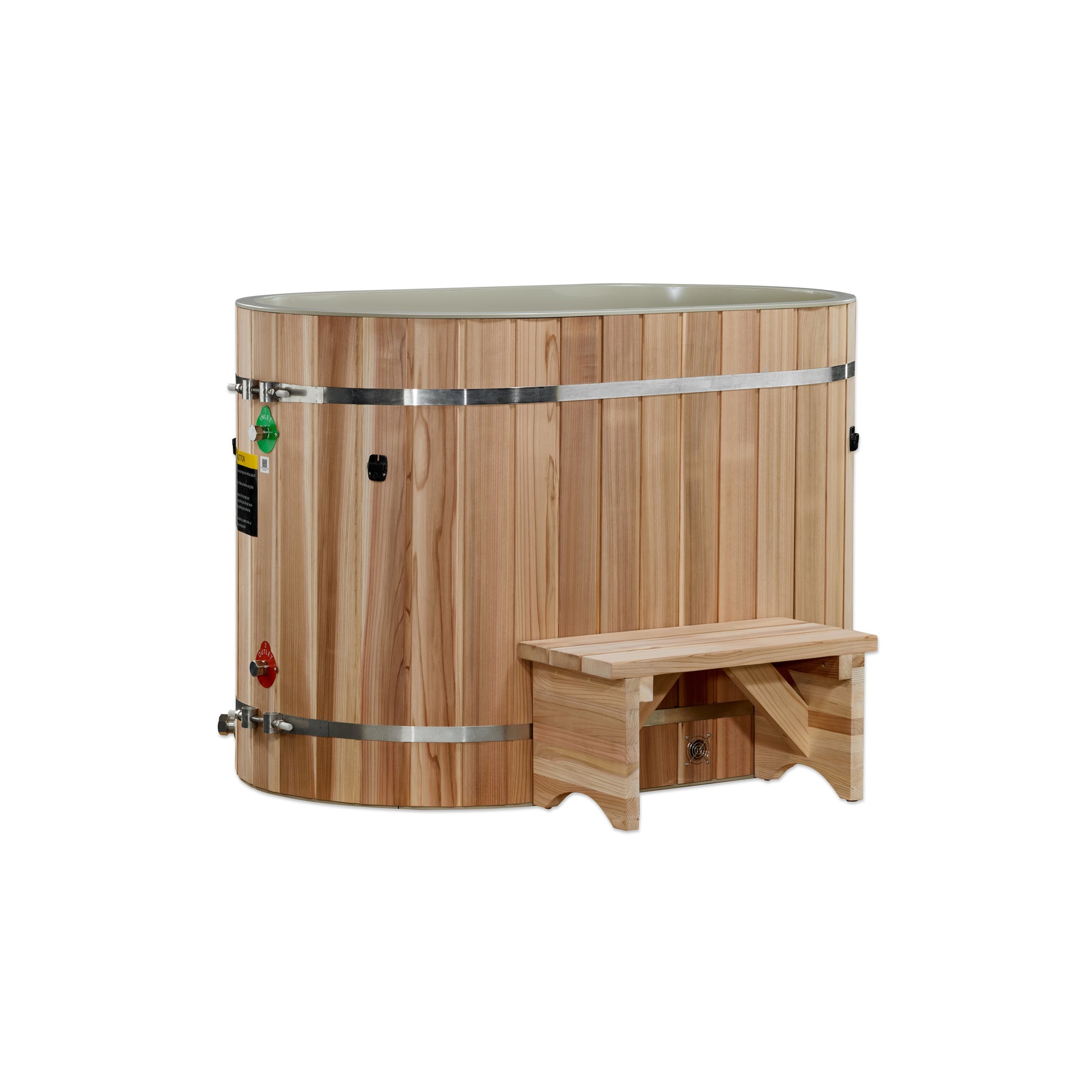 Dynamic Cold Therapy Oval Barrel Cold Plunge - PVC with Pacific Cedar Exterior (Compact) - Peak Performance Supply