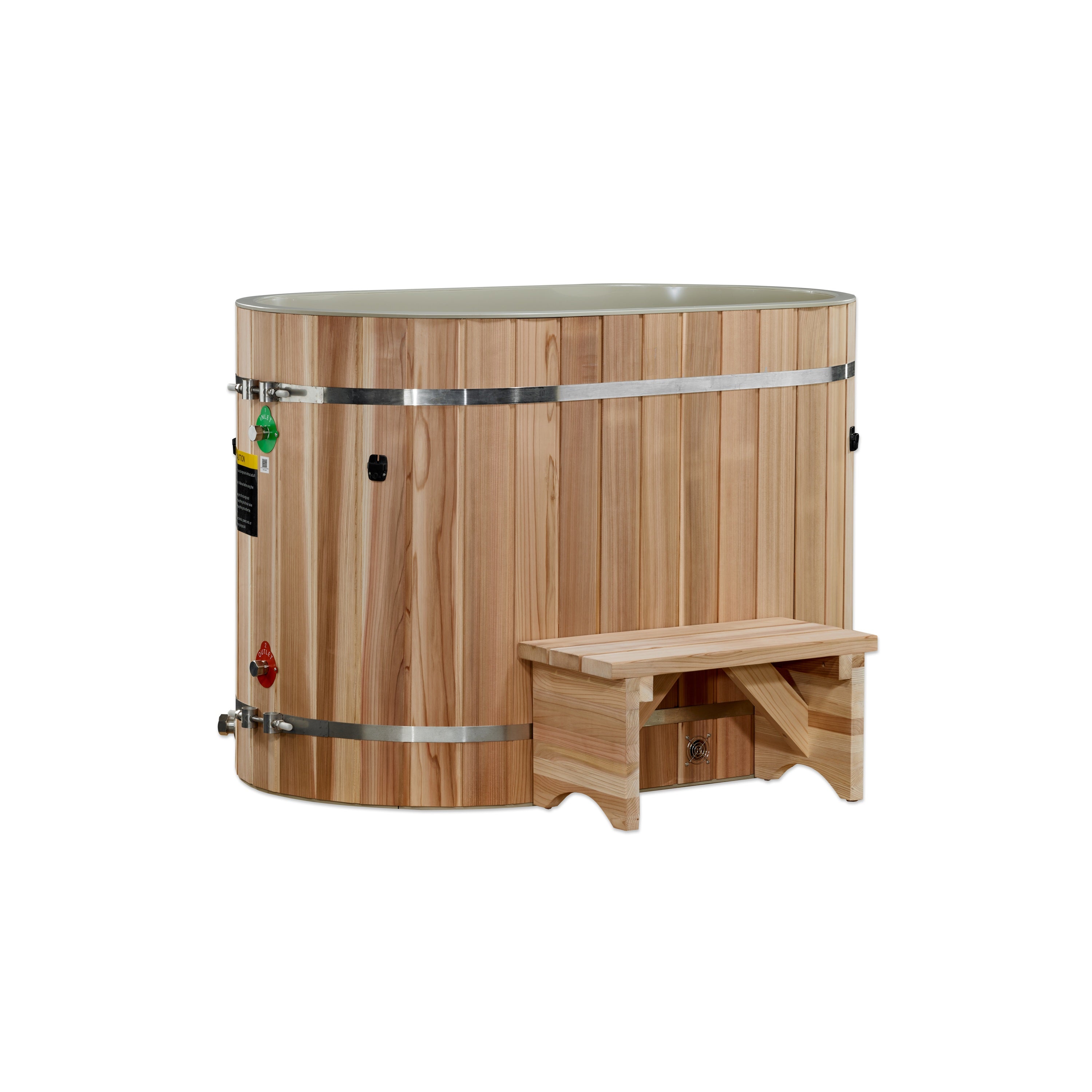 Dynamic Cold Therapy Oval Barrel Cold Plunge - PVC with Pacific Cedar Exterior (Compact) - Peak Performance Supply
