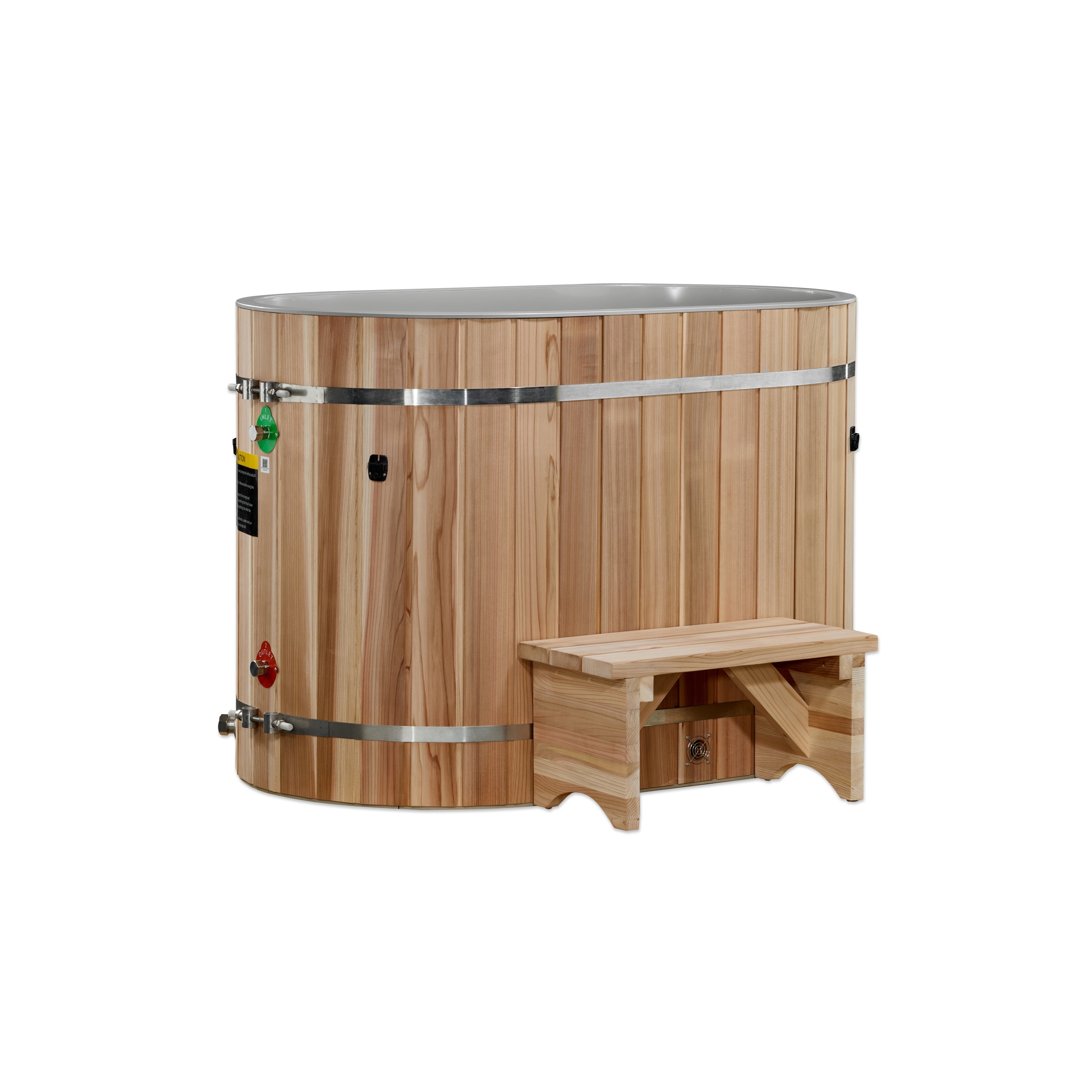 Dynamic Cold Therapy Oval Barrel Cold Plunge - PVC with Pacific Cedar Exterior (Compact) - Peak Performance Supply