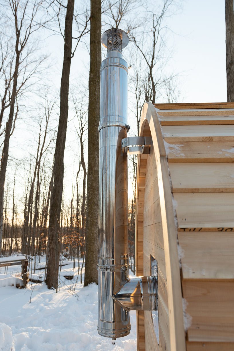 LeisureCraft CT Elation Outdoor Cedar Sauna – 4 - Person Canadian Cedar Barrel Sauna - Peak Performance Supply