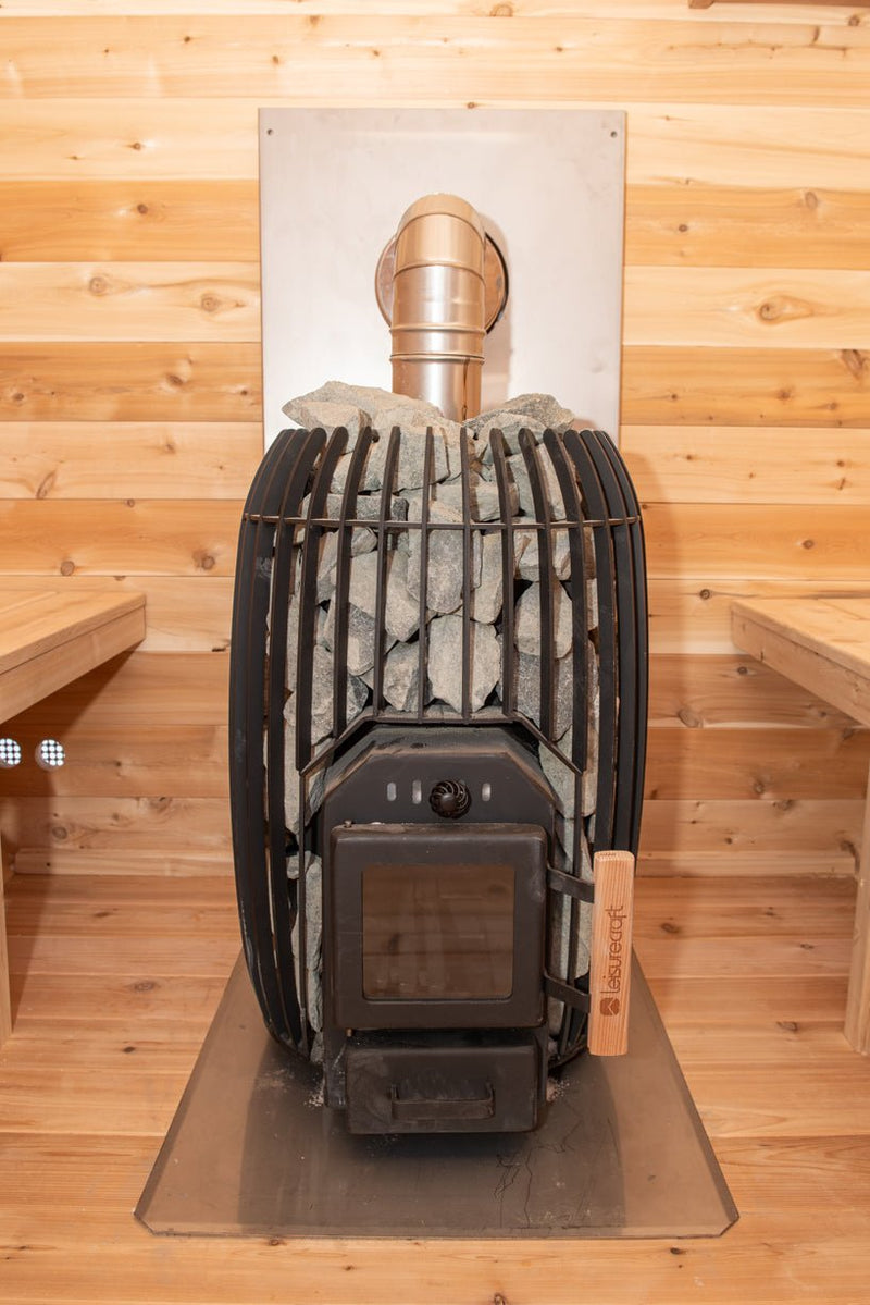 LeisureCraft CT Elation Outdoor Cedar Sauna – 4 - Person Canadian Cedar Barrel Sauna - Peak Performance Supply