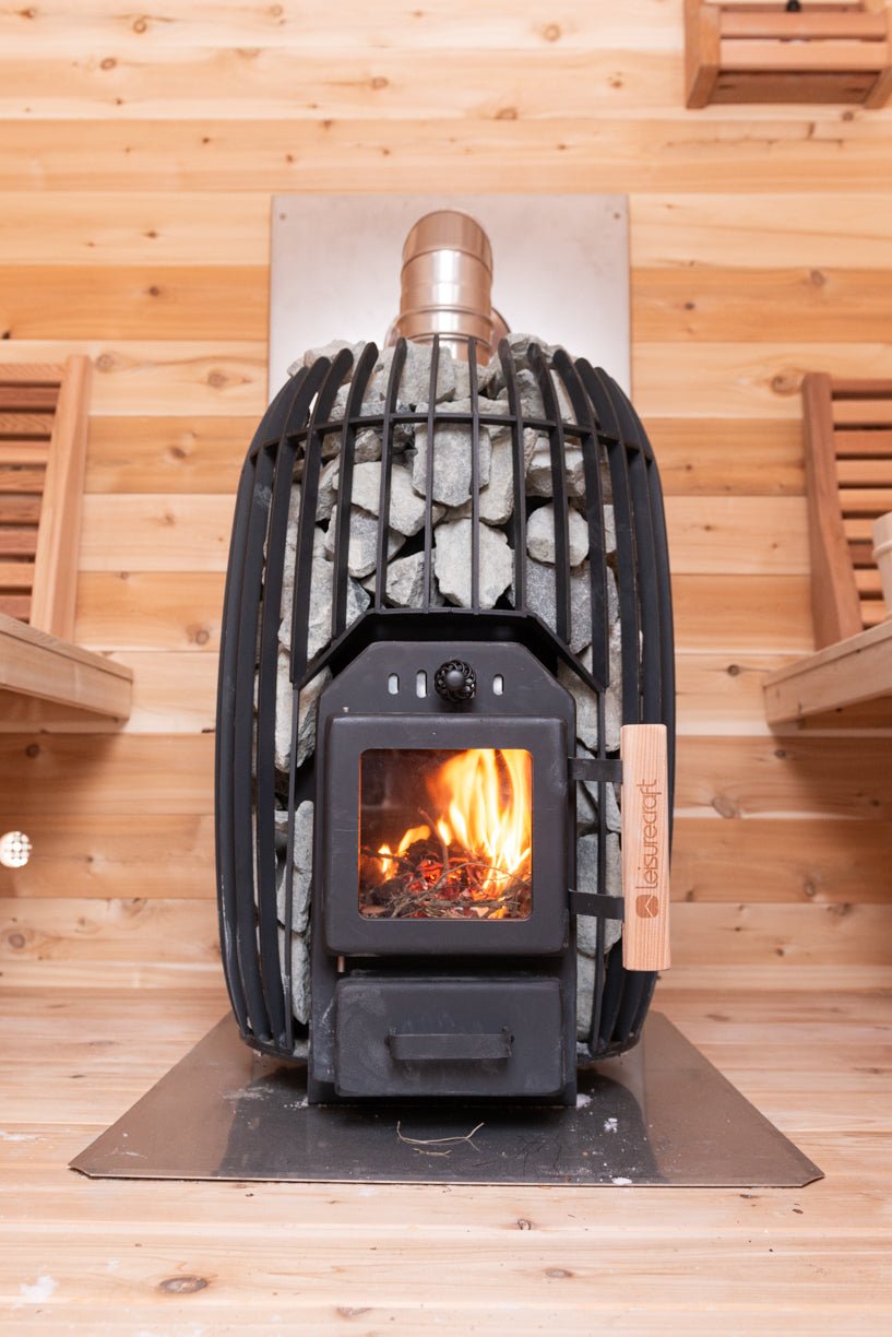 LeisureCraft CT Elation Outdoor Cedar Sauna – 4 - Person Canadian Cedar Barrel Sauna - Peak Performance Supply