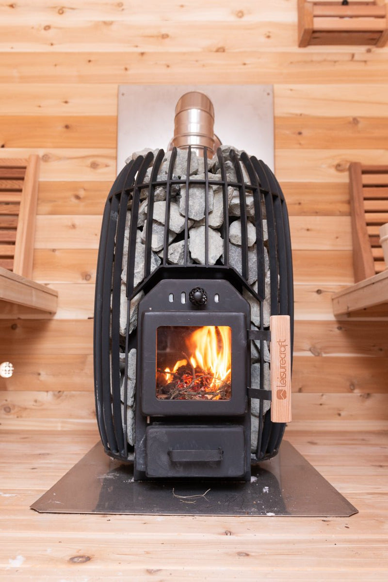 LeisureCraft CT Elation Outdoor Cedar Sauna – 4 - Person Canadian Cedar Barrel Sauna - Peak Performance Supply