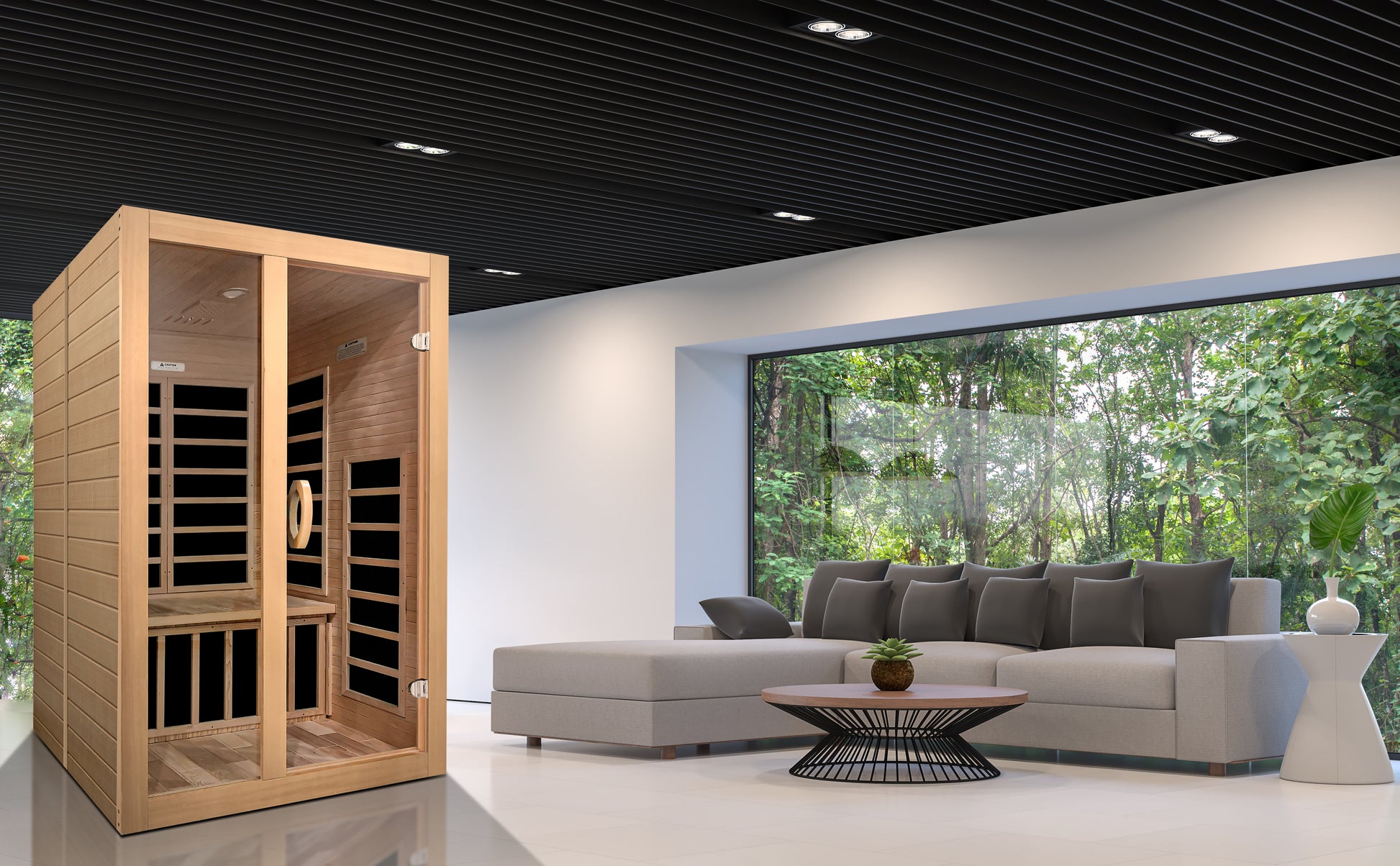 Dynamic Saunas Santiago 2-Person Low EMF FAR Infrared Sauna - DYN-6209-01 Room Setting