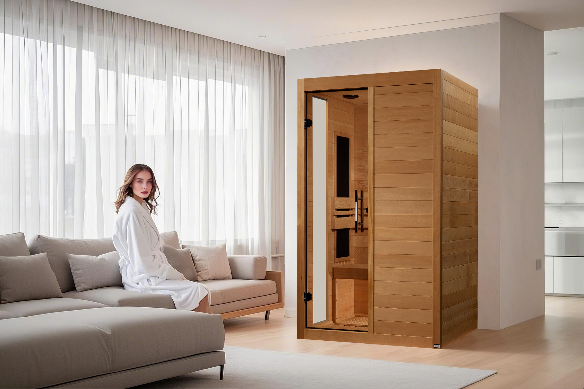 Dynamic Saunas Lucca 2-Person Low EMF FAR Infrared Sauna - DYN-6215-05 Angle View