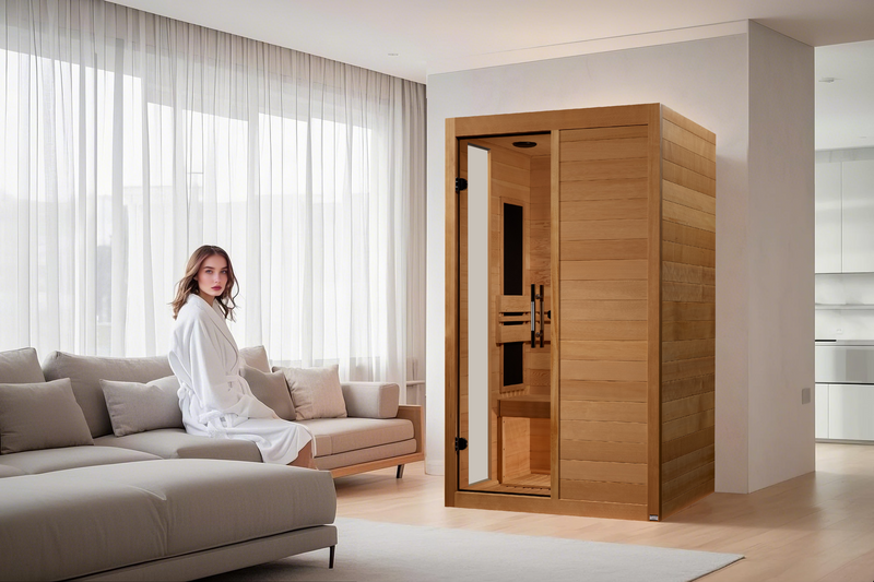 Dynamic Saunas Lucca Elite 2-Person Ultra Low EMF FAR Infrared Sauna - DYN-6215-05 Angle View
