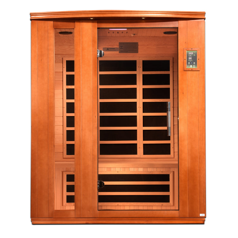 Dynamic Saunas Lugano Elite 3-Person Ultra Low EMF FAR Infrared Sauna - DYN-6336-02 Front View
