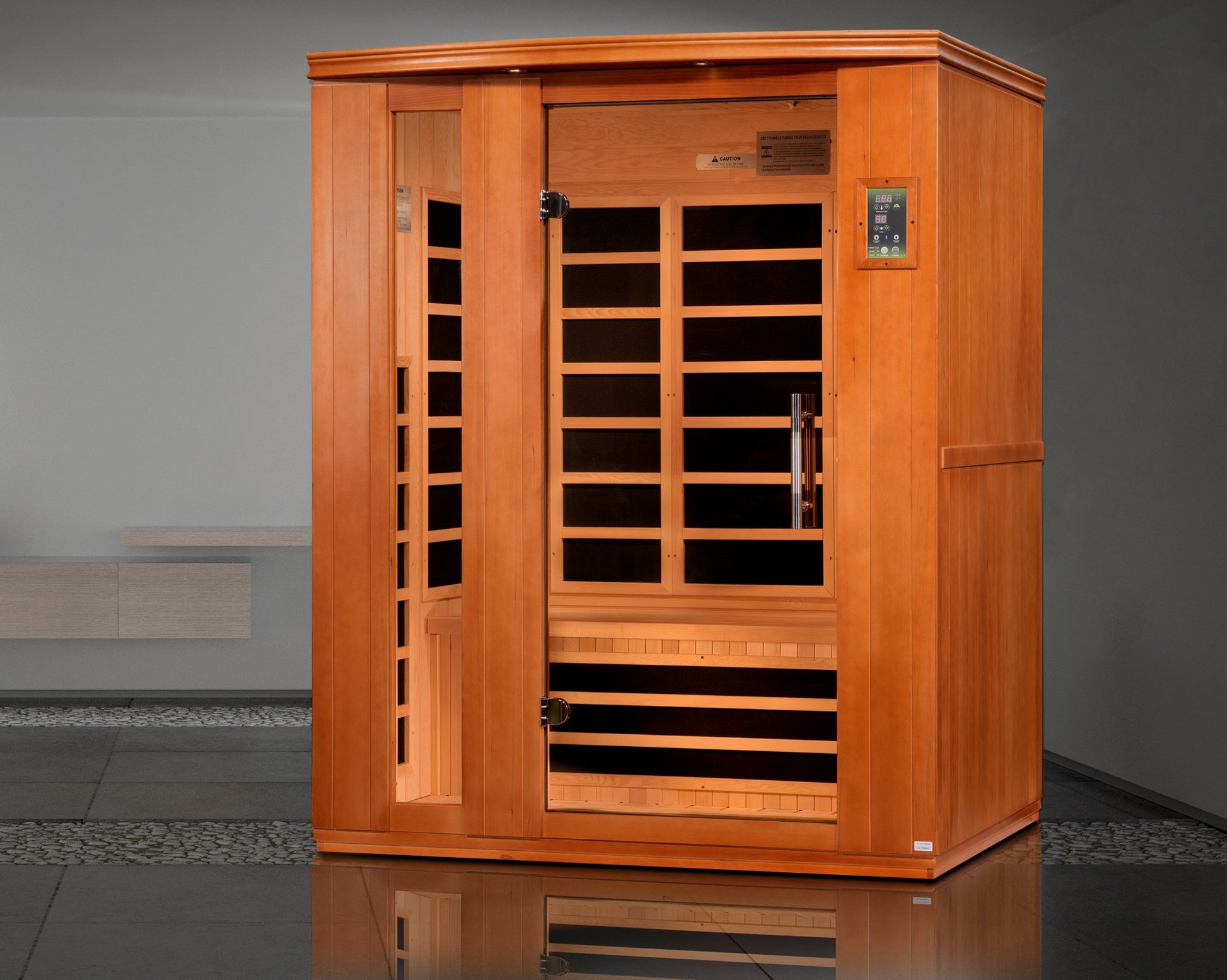 Dynamic Saunas Lugano 3-Person Low EMF FAR Infrared Sauna - DYN-6336-02 Room Setting