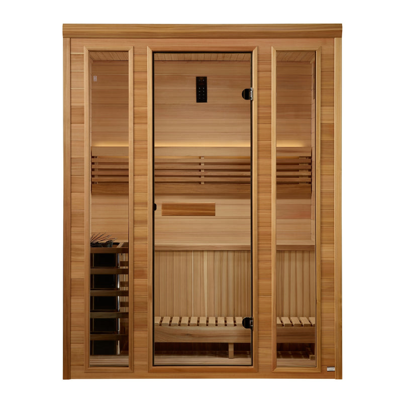 Golden Designs Andermatt 2-3 Person Traditional Steam Sauna GDI-7030-01 — front exterior, glass front