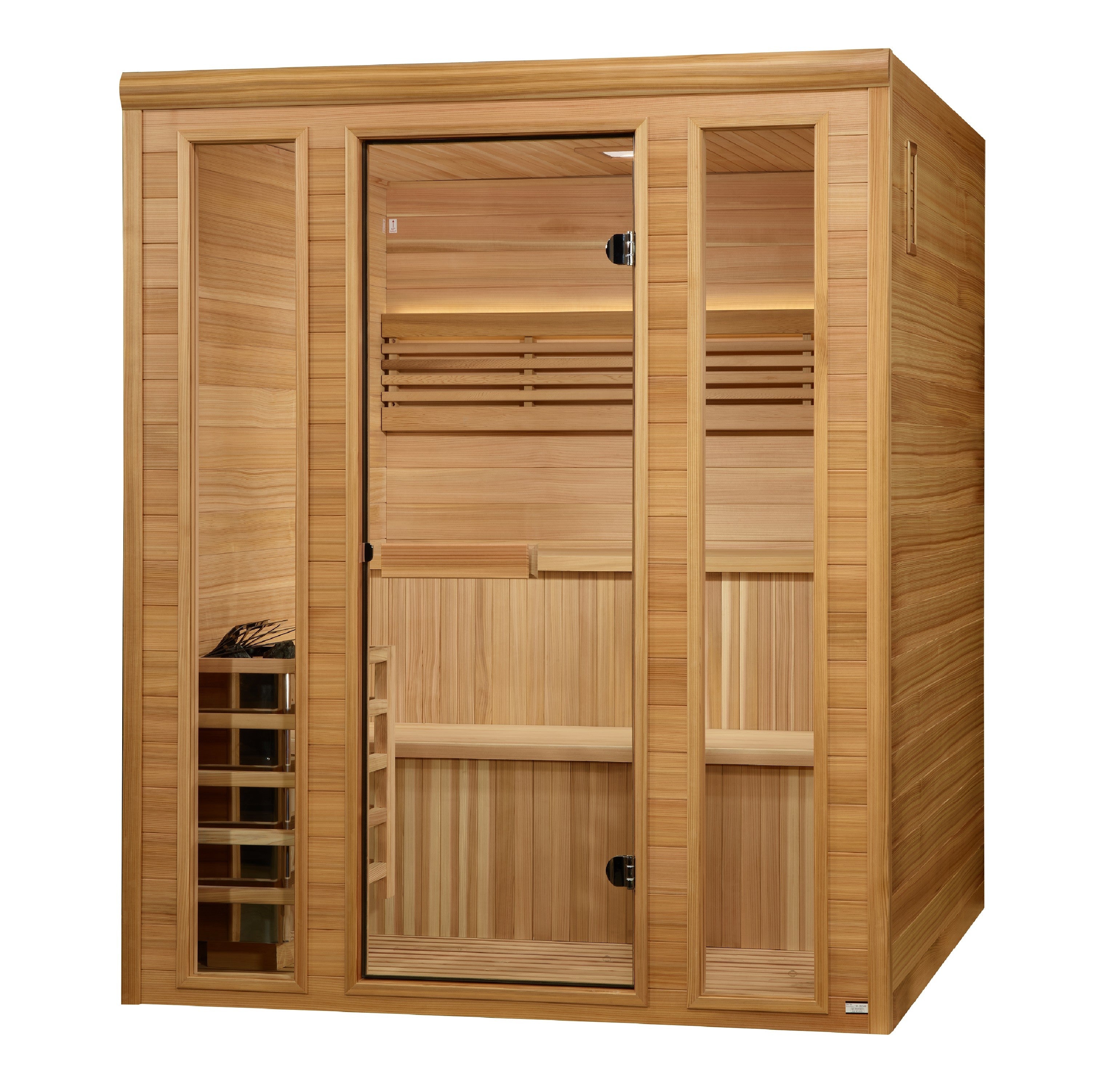 Golden Designs Engelberg 4-6 Person Traditional Steam Sauna GDI-7060-01 — interior cedar benches