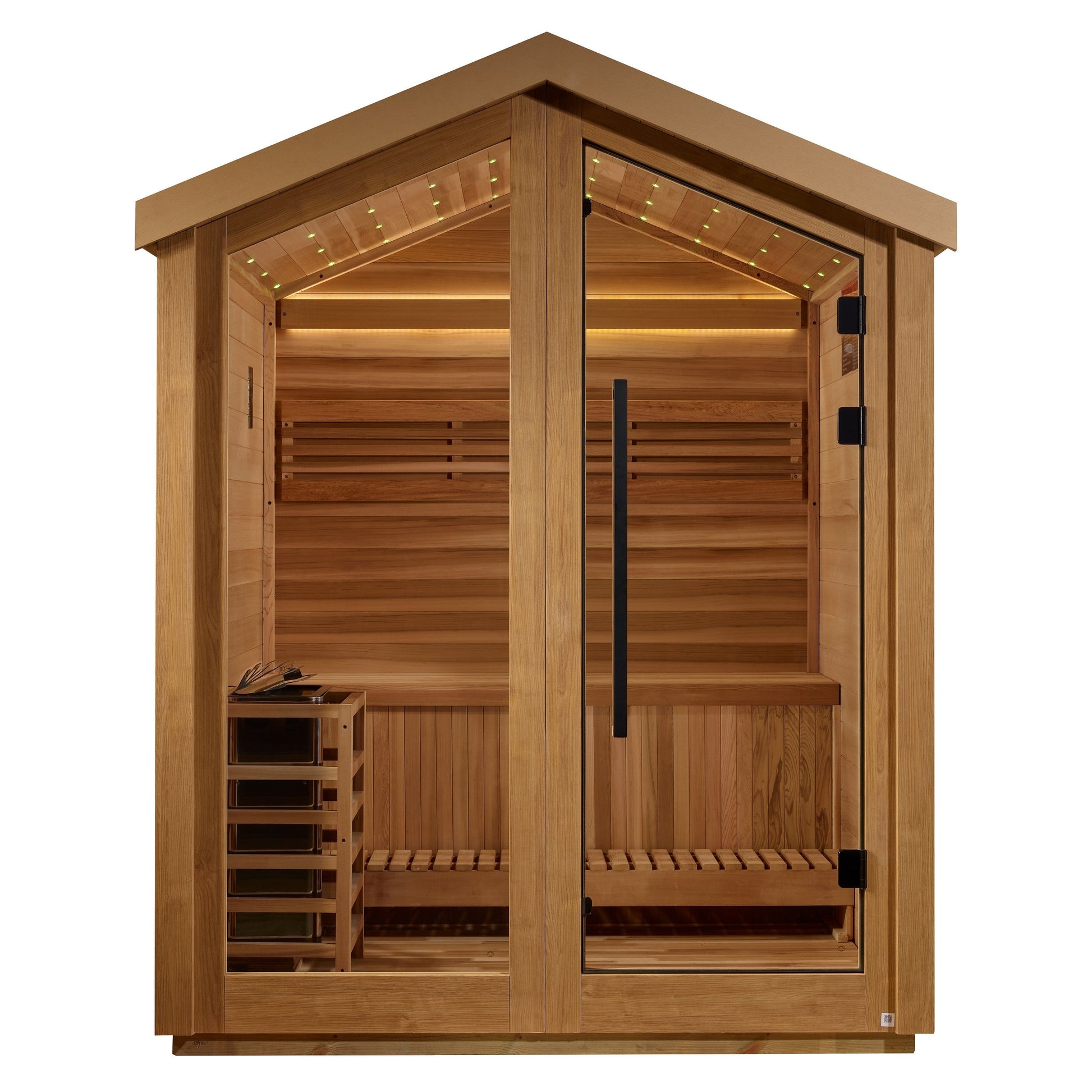 Golden Designs Savonlinna 3 Person Outdoor Traditional Sauna GDI-8503-01 — front exterior barn view