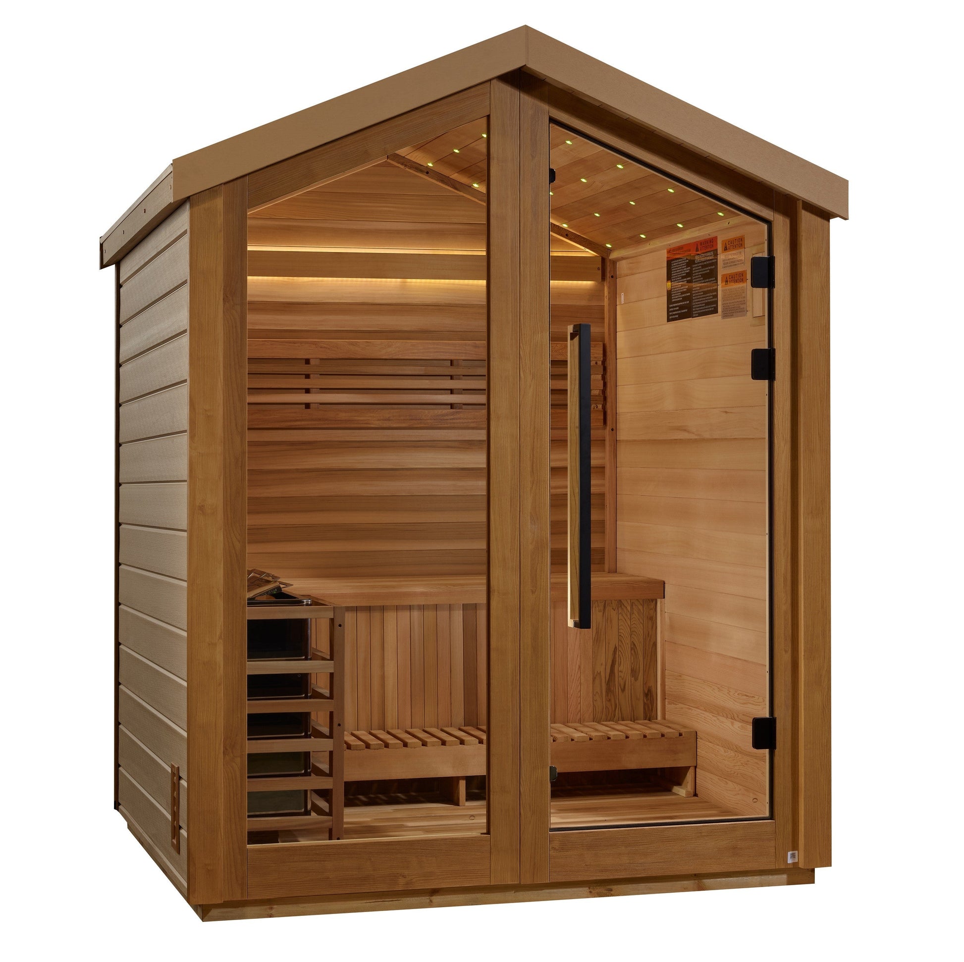 Golden Designs Savonlinna 3 Person Outdoor Traditional Sauna GDI-8503-01 — angled exterior view