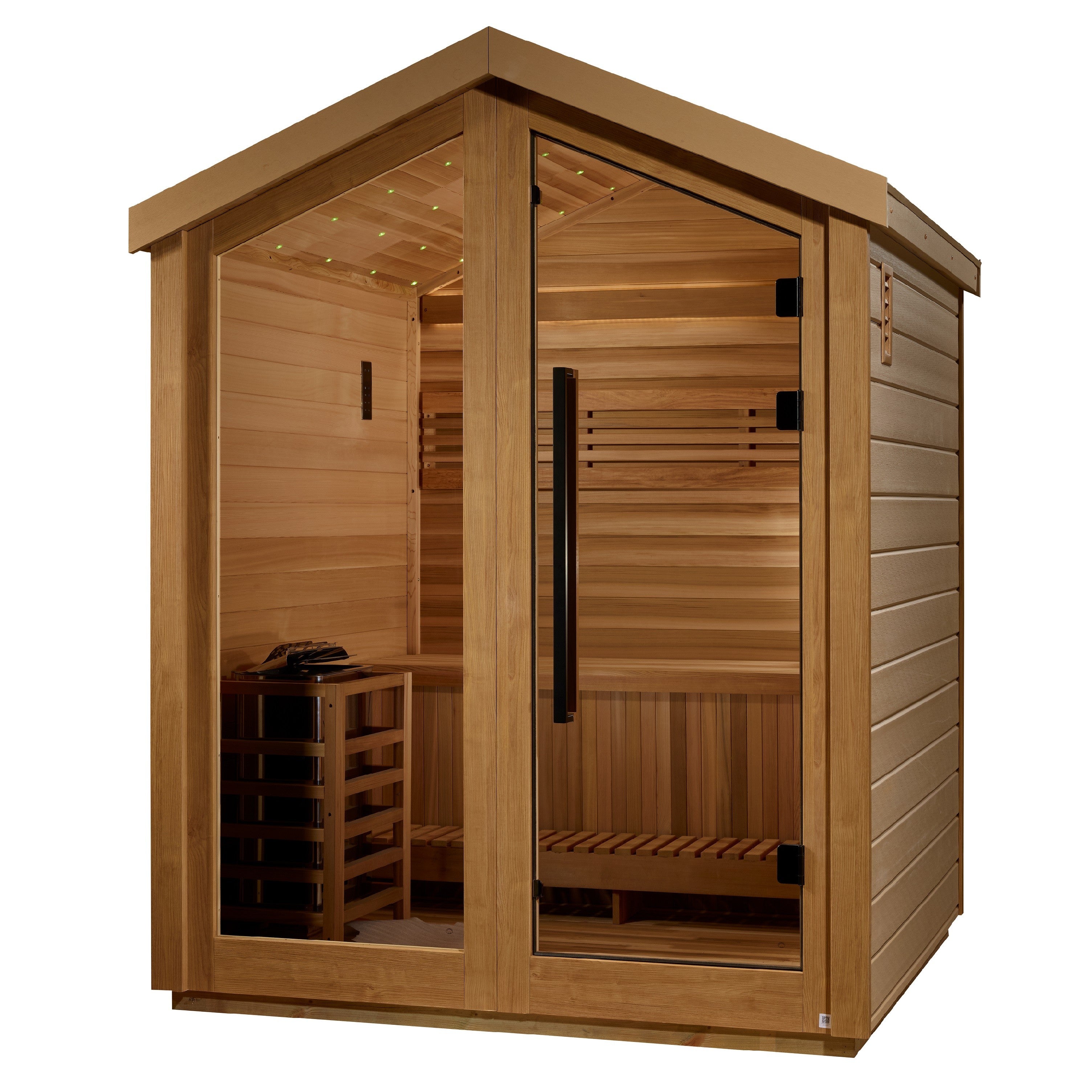 Golden Designs Savonlinna 3 Person Outdoor Traditional Sauna GDI-8503-01 — interior Canadian red cedar benches