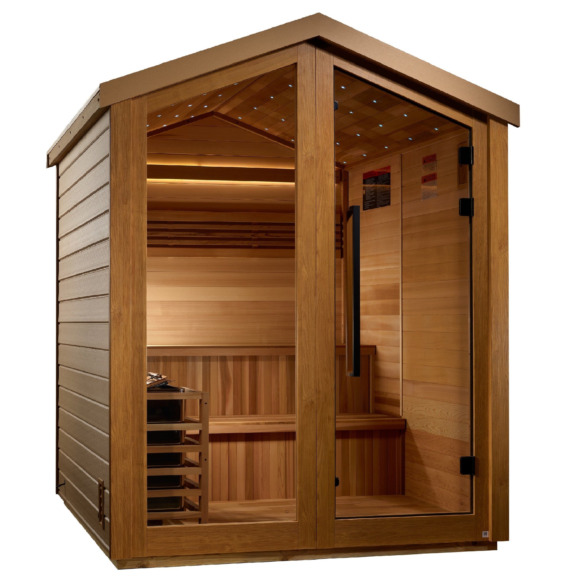 Golden Designs Kaarina 6 Person Outdoor Traditional Sauna GDI-8506-01 — angled exterior view