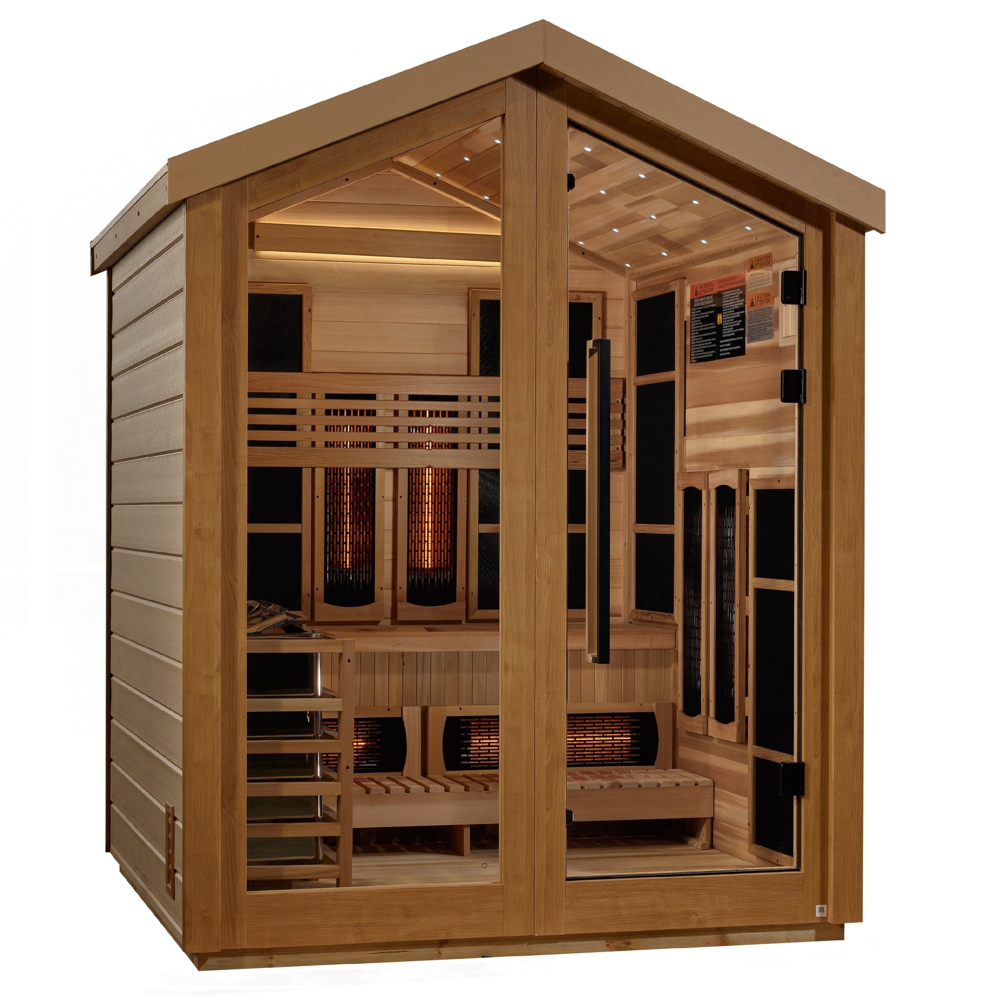 Golden Designs Loviisa 3 Person Hybrid Outdoor Sauna GDI-8523-01 — angled exterior view
