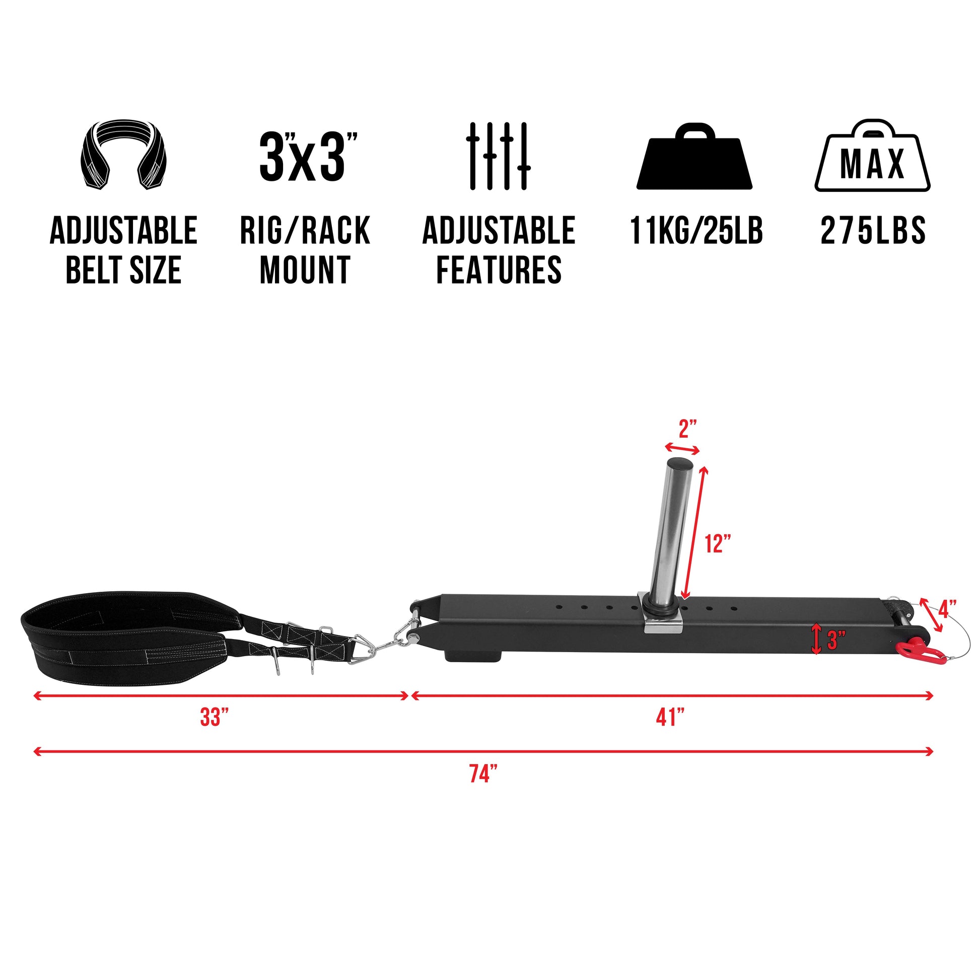 Valor Fitness Belt Squat Attachment for 3x3 Rigs (belt included) - Peak Performance Supply