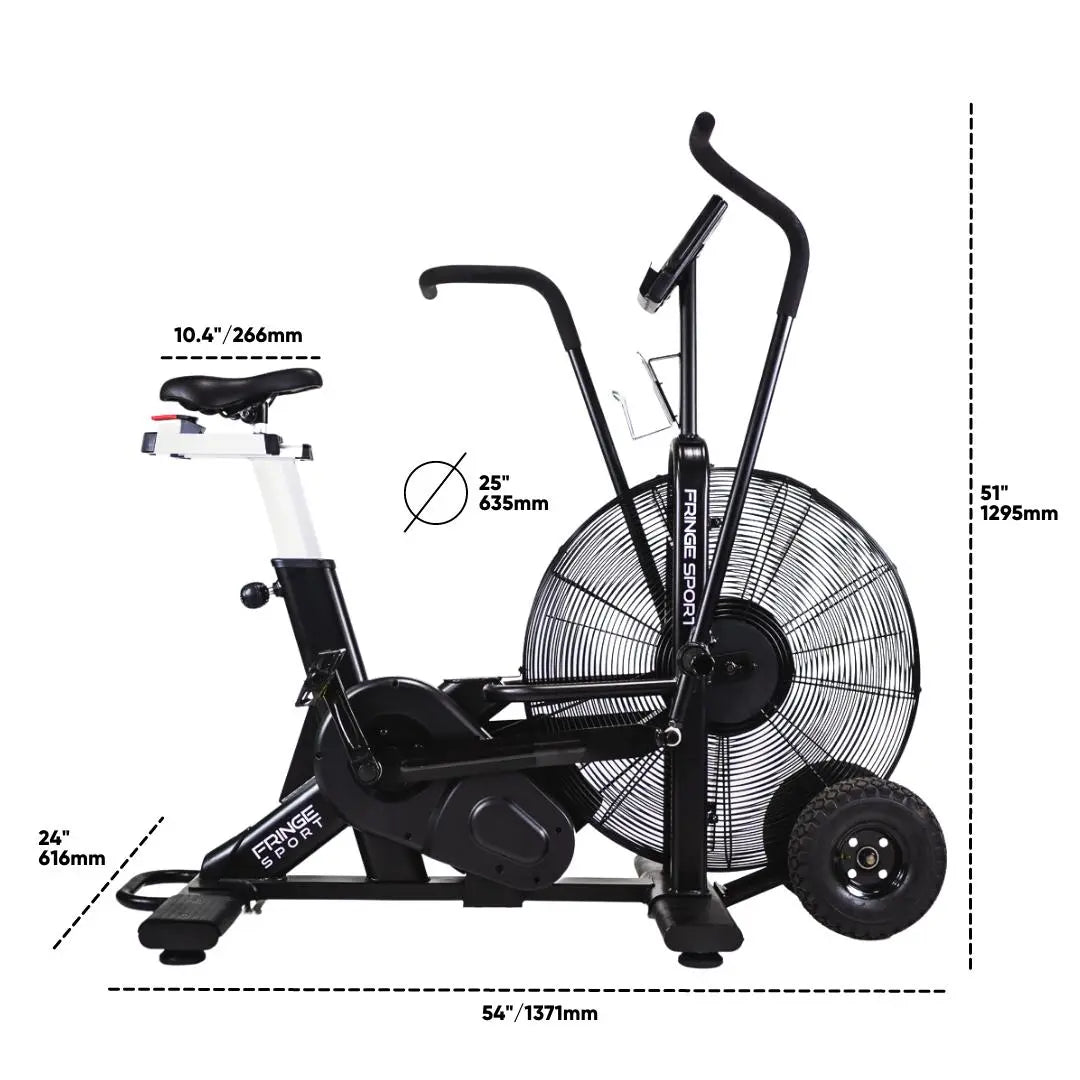 Fringe Sport Raptor Air Bike | Heavy - Duty Belt - Driven Airbike with Steel Fan & LCD Console - Peak Performance Supply