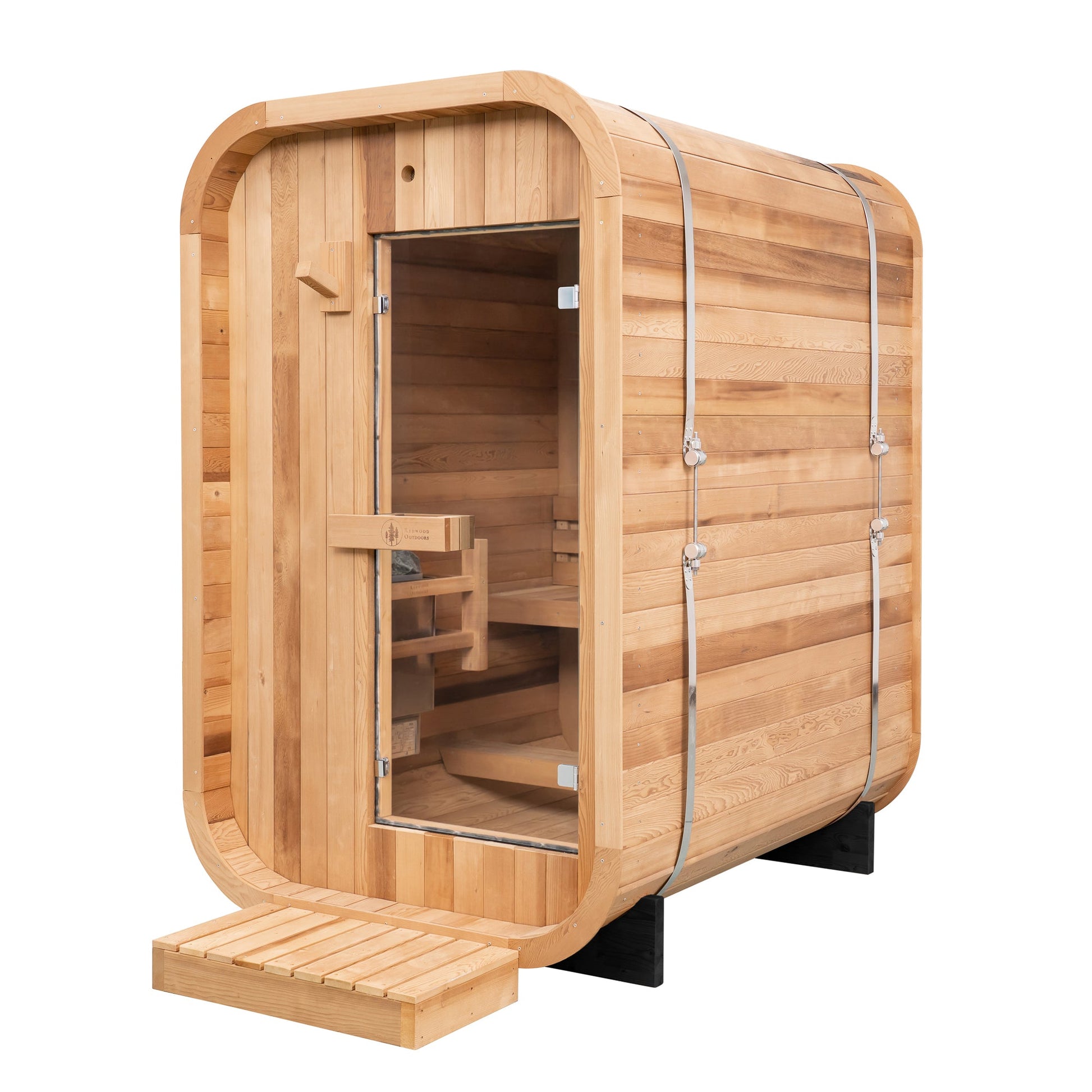 Redwood Outdoor Duo Outdoor Sauna - 2 Person w/ Harvia Spirit Wi - Fi 8kW Heater - Peak Performance Supply