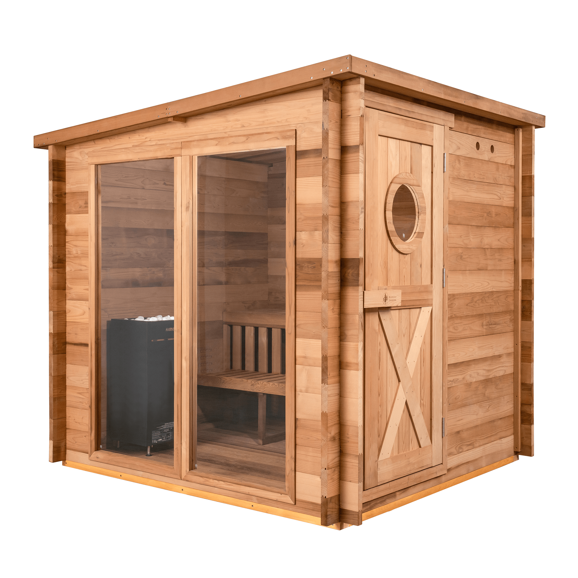 Redwood Outdoors Garden 8 - Person Outdoor Sauna – Thermowood + Harvia Spirit Wi - Fi 8kW Included - Peak Performance Supply