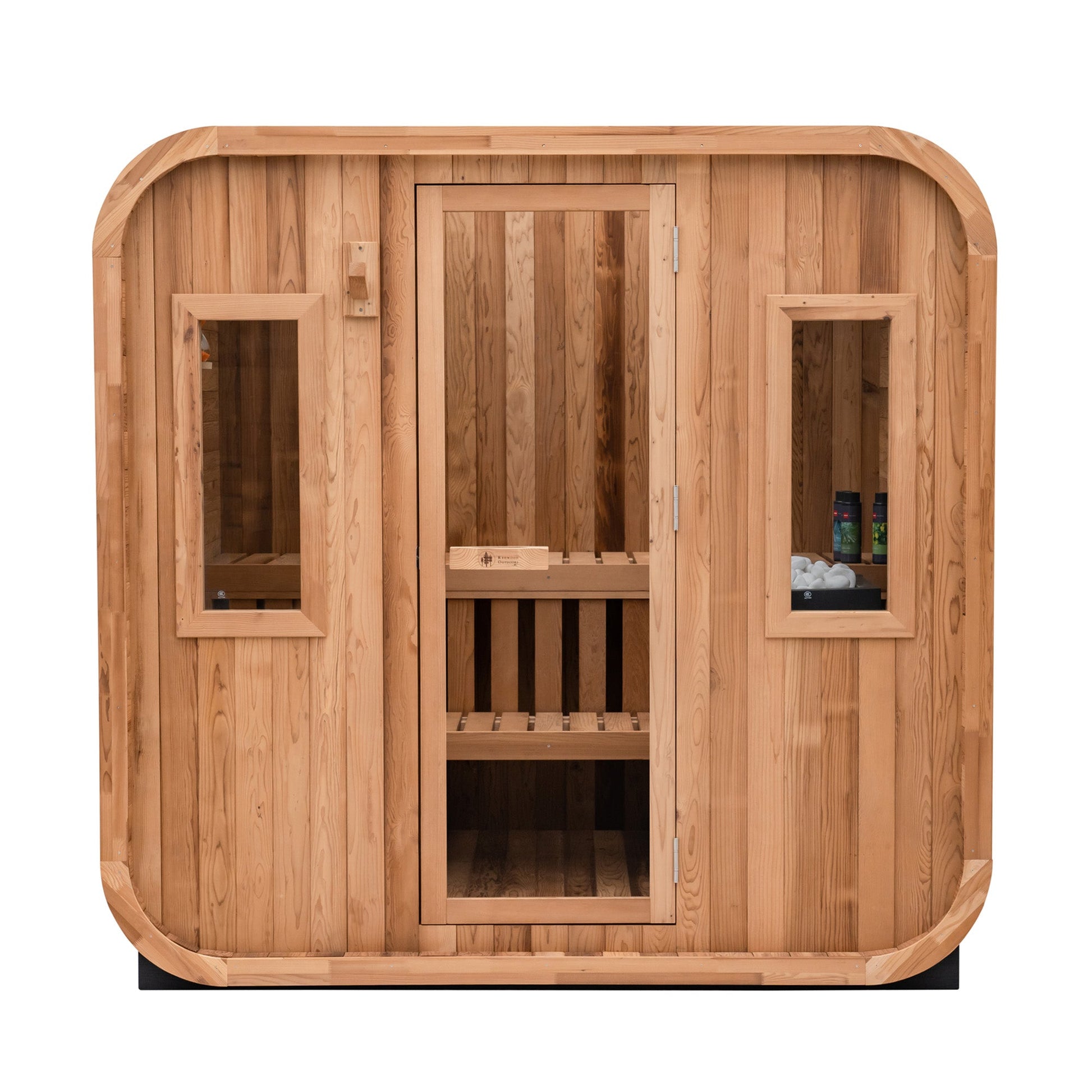 Redwood Outdoors Summit 6 - Person Outdoor Sauna – Thermowood + Harvia Spirit Wi - Fi 8kW Included - Peak Performance Supply