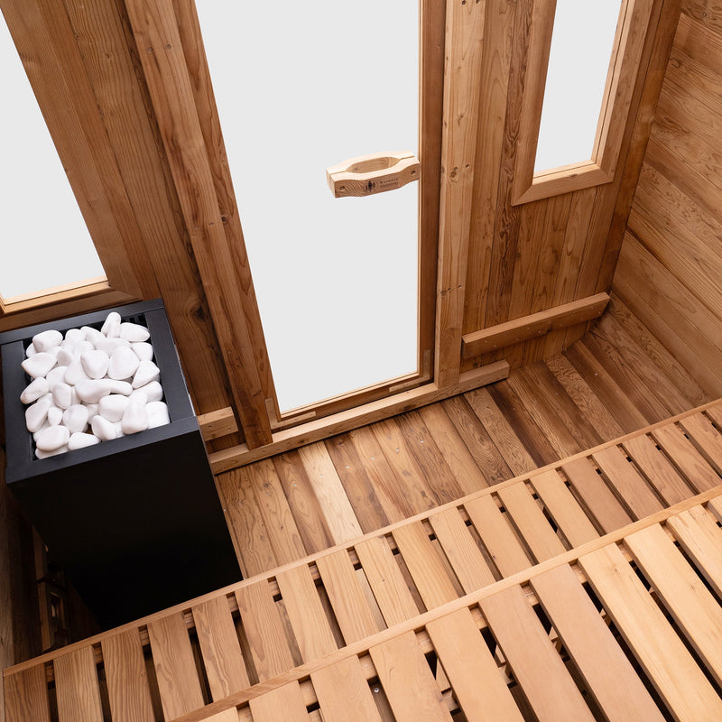 Redwood Outdoors Summit 6 - Person Outdoor Sauna – Thermowood + Harvia Spirit Wi - Fi 8kW Included - Peak Performance Supply