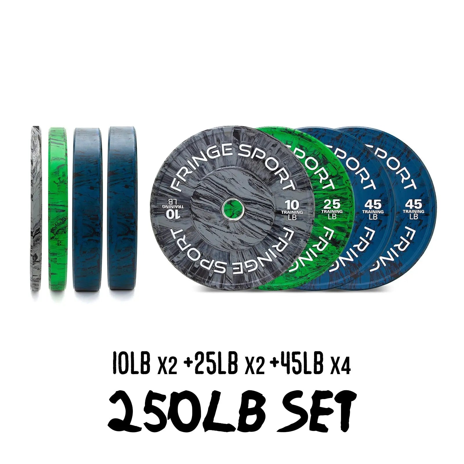 Fringe Sport Savage Bumper Plate Sets | 100% Virgin Rubber Color - Coded Plates with Hooked Steel Inserts & Lifetime Warranty - Peak Performance Supply