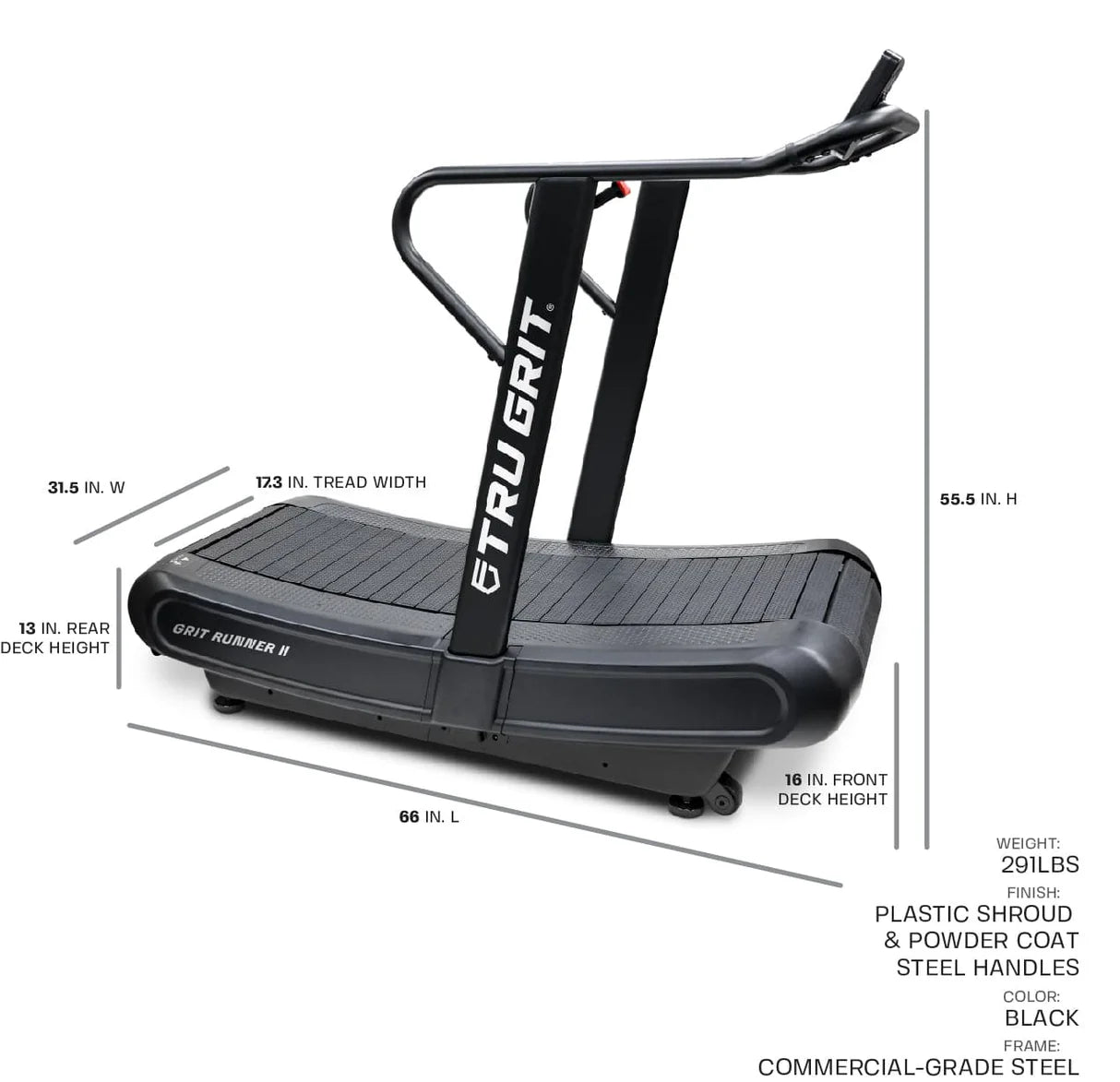 Tru Grit Fitness Runner Elite | Manual Curved Treadmill with 4-Level Magnetic Resistance & Bluetooth LCD Display