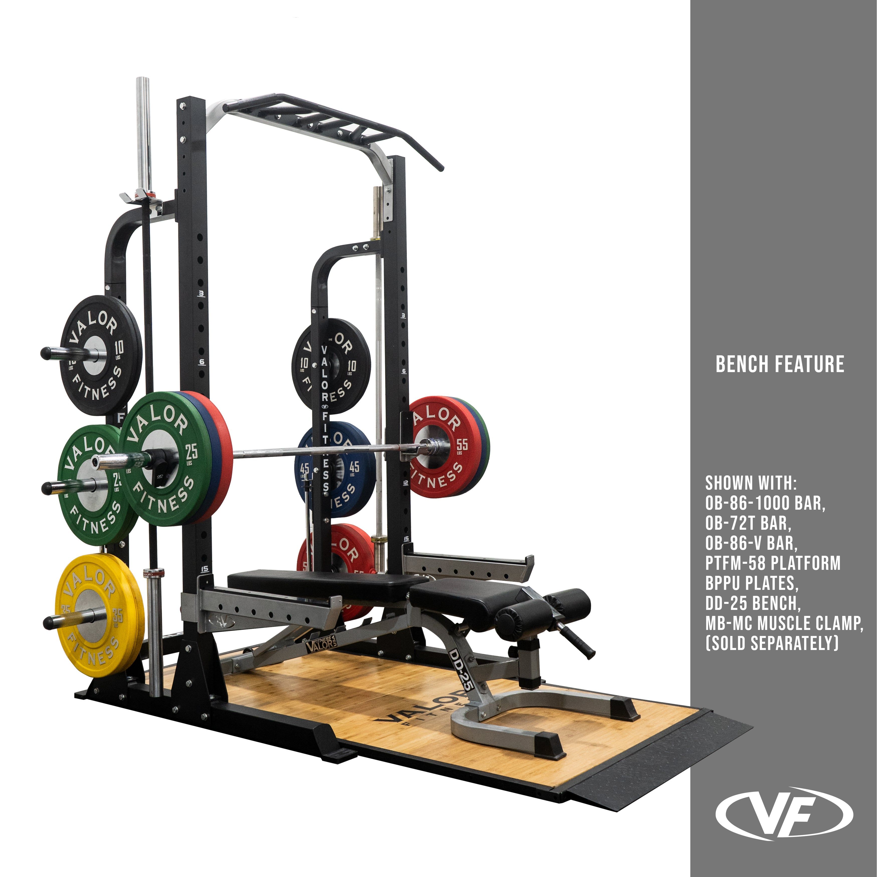 Valor Fitness 3x3 Half Rack w/ Multi Grip Pullup Bar and Plate Storage
