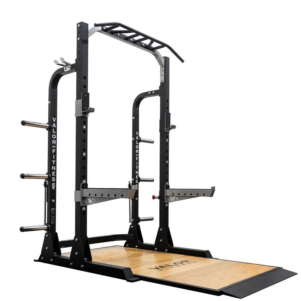 Valor Fitness 3x3 Half Rack w/ Platform, Multi Grip Bar, and Plate Storage
