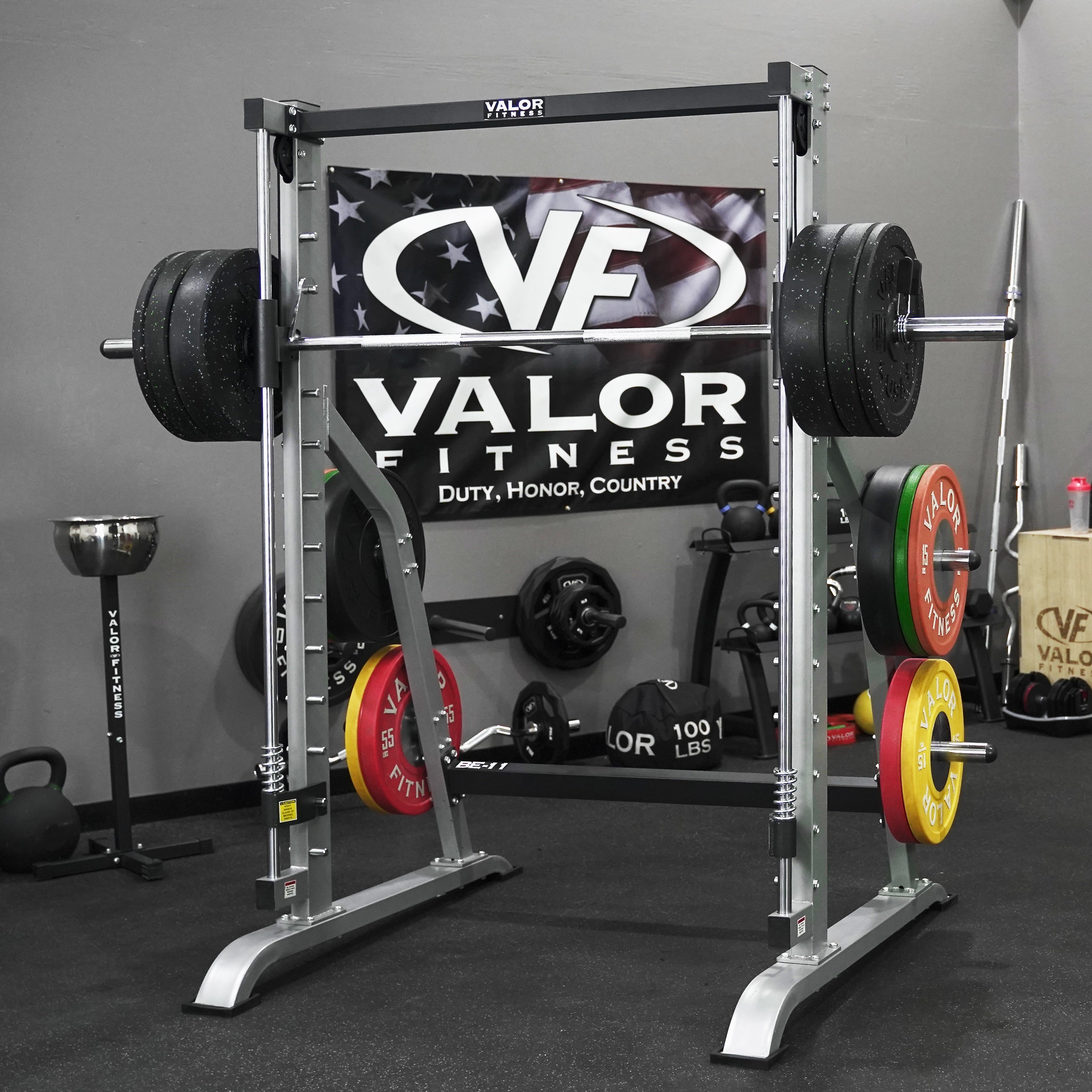 Valor Fitness Smith Machine with Olympic Storage Pegs